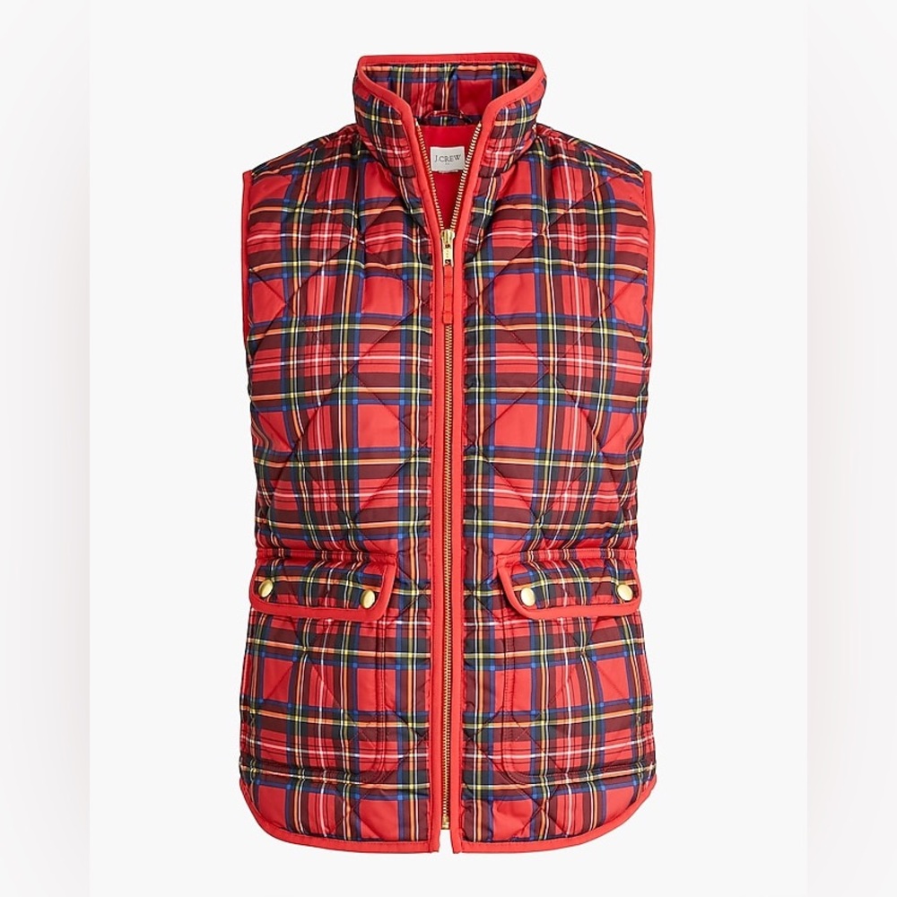 J. Crew Red and Blue Quilted Puffer Vest